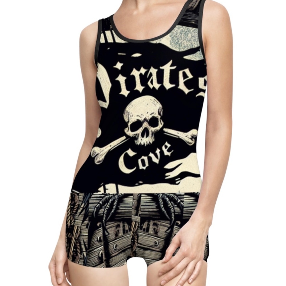Pirates Cove Black One Piece Swimsuit